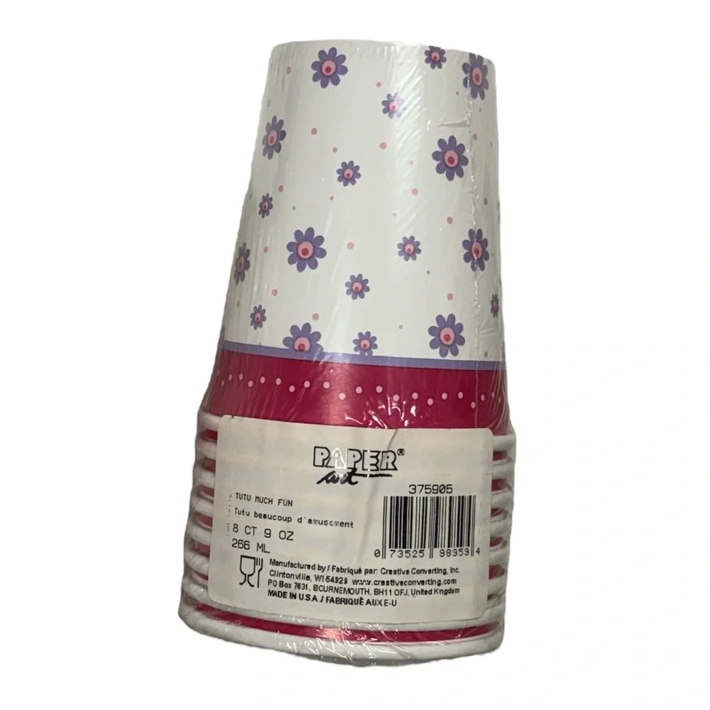 Creative converting brand 3 sets of 8 floral cups, 24 total, new in packaging!